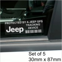 5 x Jeep GPS Tracking Device Security WINDOW Stickers 87x30mm-Grand Cherokee,XK,KJ,Patriot,Wrangler,Renegade-Car,Van Alarm Tracker